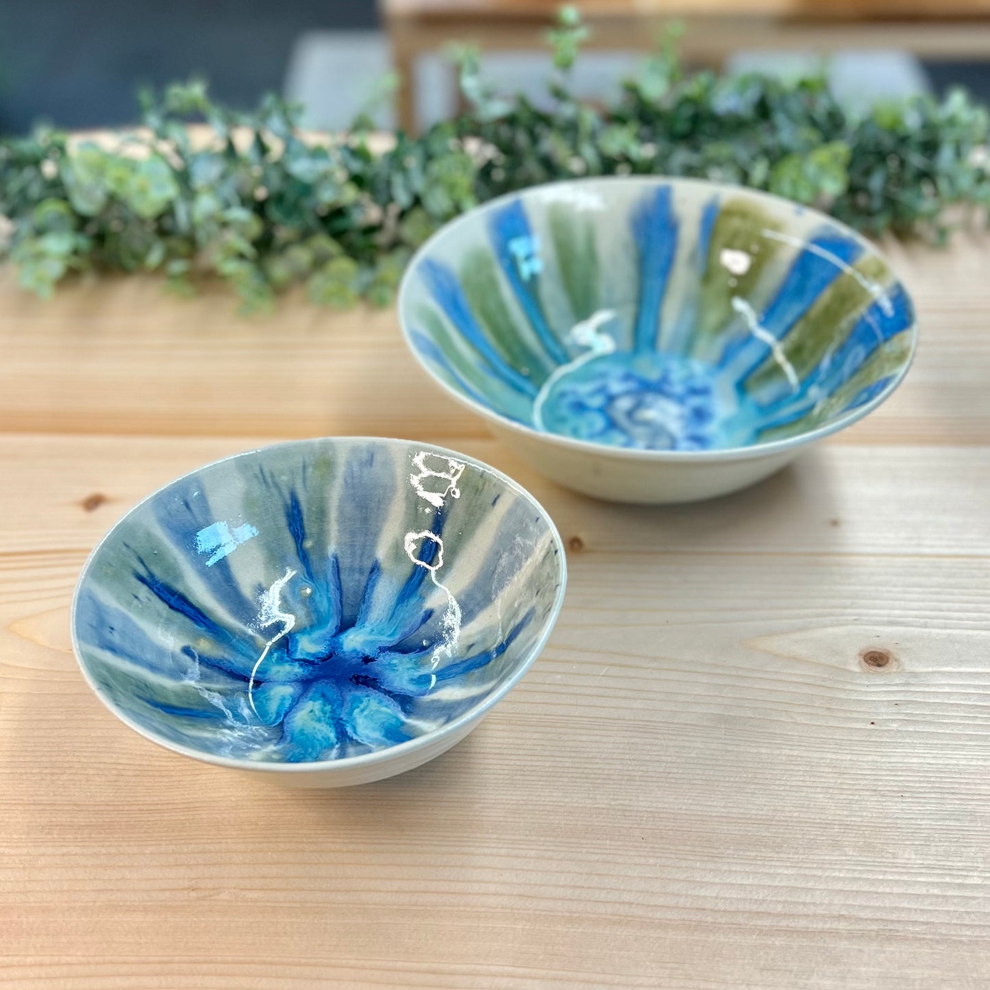 Blue + Green Tones Ceramic Bowl