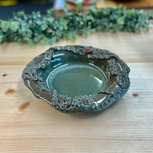 Under Sea Octopus | Kraken Ceramic Bowl | Green Tones