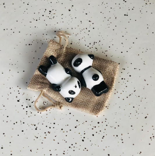 2x Ceramic Panda Chopstick Rests